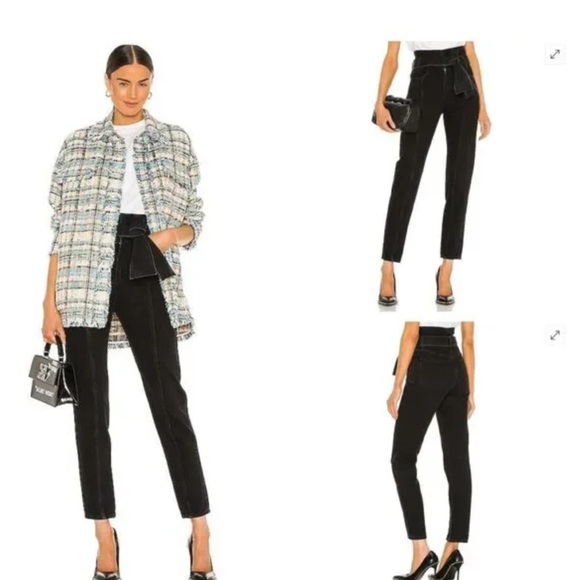 IRO Black High-Waisted Jeans with Belt UK 36 Worn once - Picture 3 of 5